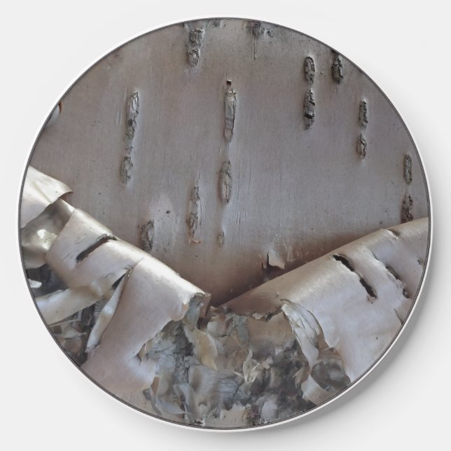 Curly Birch Bark Tree Rustic Wireless Charger (Front)