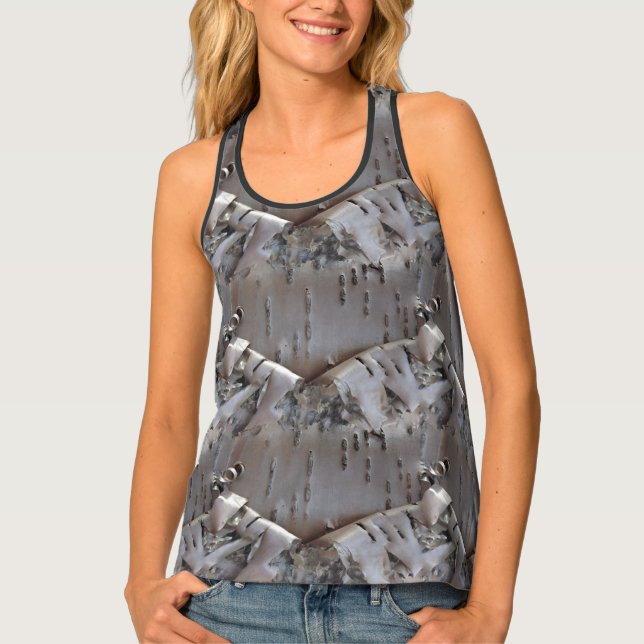 Curly Birch Bark Tree Rustic Women's Tank Top (Front)