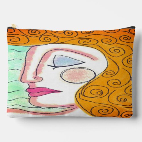 Curly Blonde Hair Abstract Art Accessory Pouch