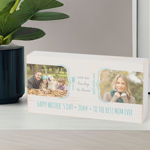 Curly Bracket 2 Photo Mothers Day Wooden Box Sign