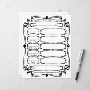 Curly Bracket Fabric Font 5 Day Weekly Planner