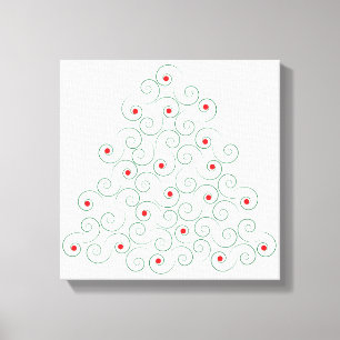 Curly Christmas Tree White Canvas Print