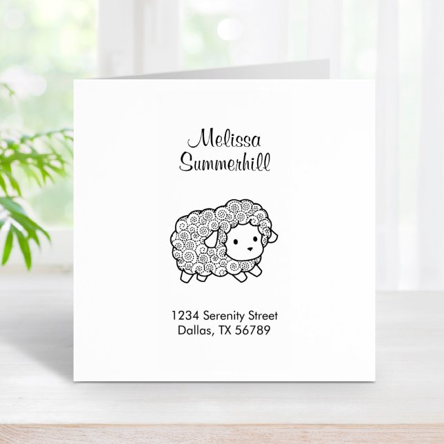 Curly Coat Little Sheep Ewe Address Rubber Stamp (Creator Uploaded)