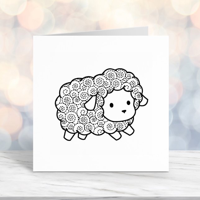 Curly Coat Little Sheep Ewe Self-inking Stamp (Creator Uploaded)