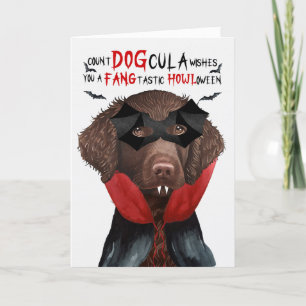 Curly Coat Retriever Funny Count DOGcula Halloween Holiday Card