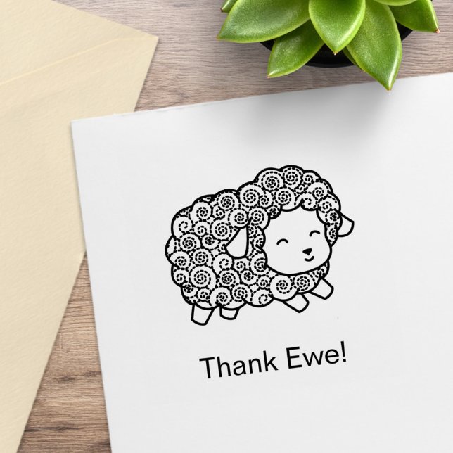 Curly Coat Thank Ewe (You) Sheep Rubber Stamp (Creator Uploaded)