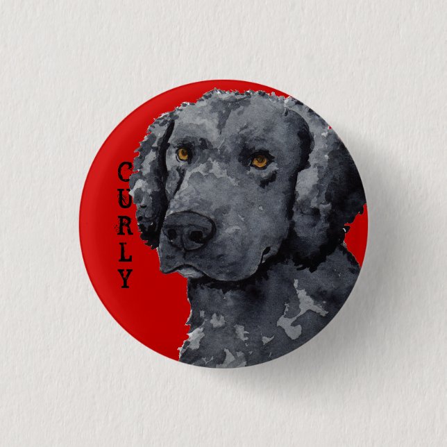 Curly-Coated Retriever Color Block Button (Front)