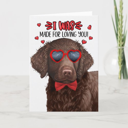 Curly Coated Retriever Dog Made for Love Valentine Holiday Card