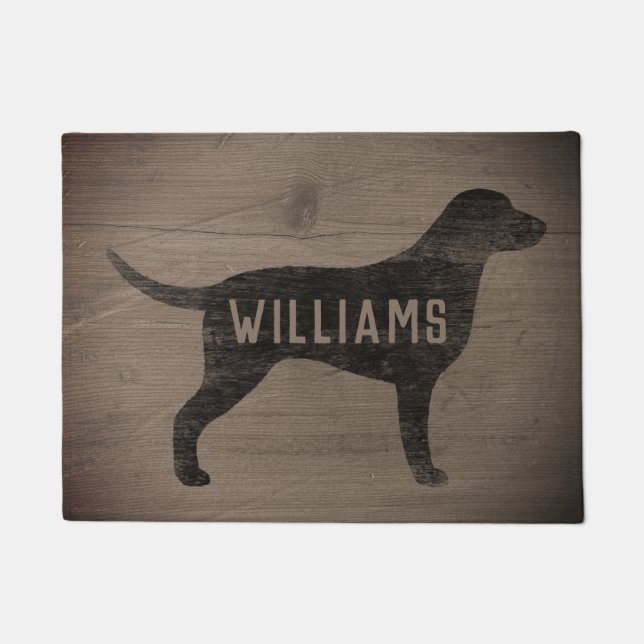Curly Coated Retriever Dog Silhouette Personalized Doormat (Front)