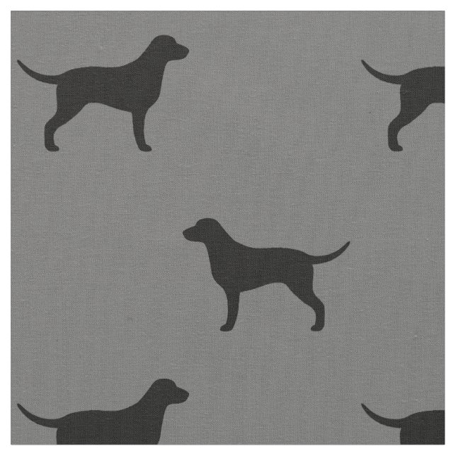 Curly Coated Retriever Dog Silhouettes Patterned Fabric (Close Up)