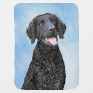 Curly-Coated Retriever Painting - Original Dog Art Baby Blanket