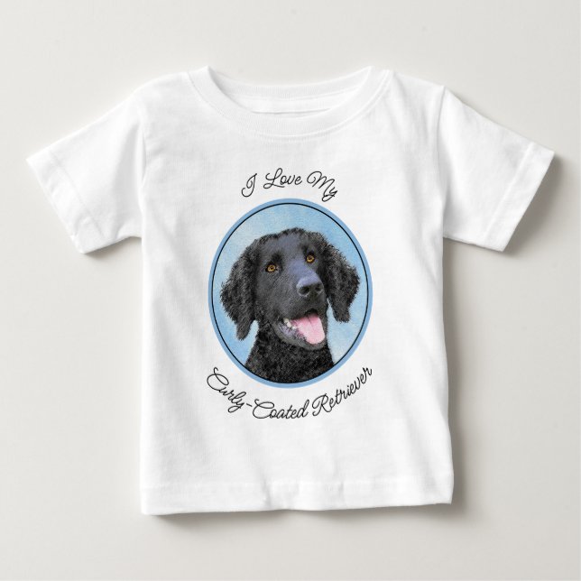 Curly-Coated Retriever Painting - Original Dog Art Baby T-Shirt (Front)