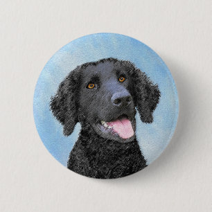 Curly-Coated Retriever Painting - Original Dog Art Button