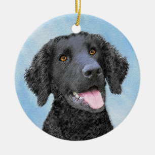 Curly-Coated Retriever Painting - Original Dog Art Ceramic Ornament