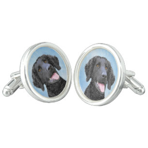Curly-Coated Retriever Painting - Original Dog Art Cufflinks