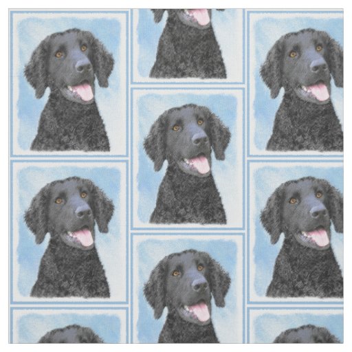 Curly-Coated Retriever Painting - Original Dog Art Fabric