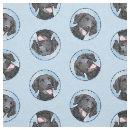 Curly-Coated Retriever Painting Original Dog Art Fabric