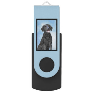 Curly-Coated Retriever Painting - Original Dog Art Flash Drive