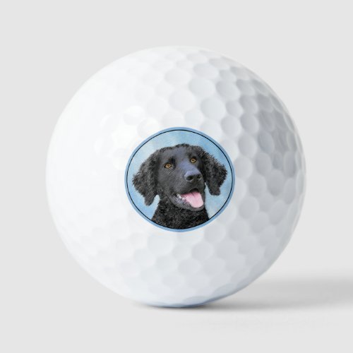 Curly_Coated Retriever Painting _ Original Dog Art Golf Balls