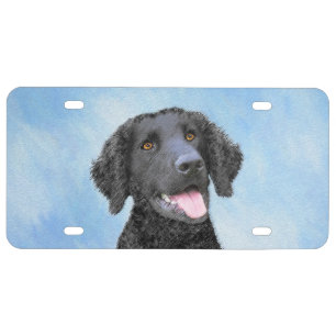 Curly-Coated Retriever Painting - Original Dog Art License Plate