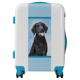 Curly-Coated Retriever Painting - Original Dog Art Luggage