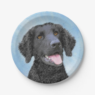 Curly-Coated Retriever Painting - Original Dog Art Paper Plates