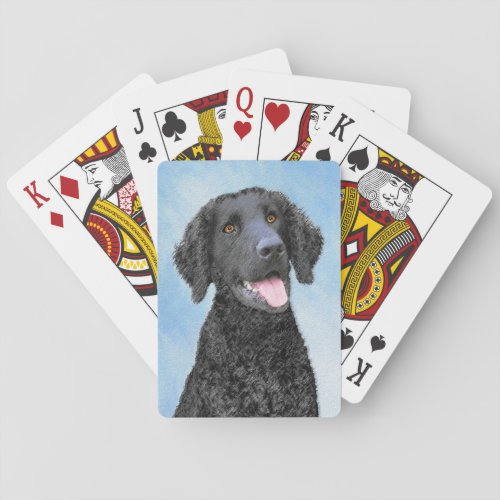 Curly_Coated Retriever Painting _ Original Dog Art Playing Cards