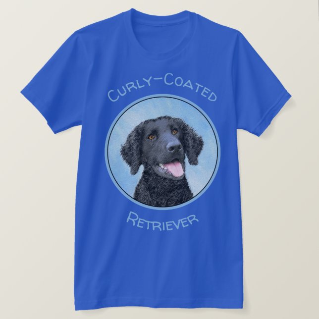 Curly-Coated Retriever Painting - Original Dog Art T-Shirt (Design Front)