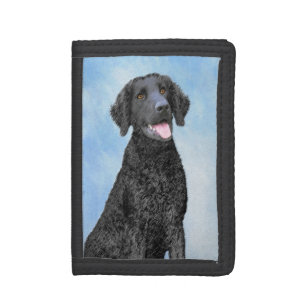 Curly-Coated Retriever Painting - Original Dog Art Trifold Wallet