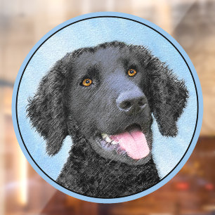 Curly-Coated Retriever Painting - Original Dog Art Window Cling