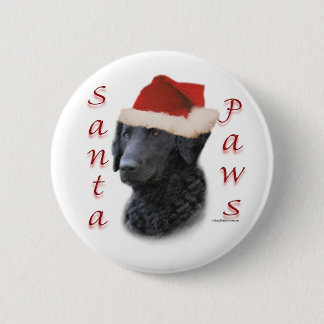 Curly-Coated Retriever Santa Paws Button