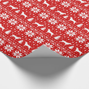 Curly Coated Retriever Silhouettes Christmas Red Wrapping Paper