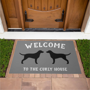 Curly Coated Retriever Silhouettes Custom Doormat