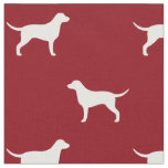 Curly Coated Retriever Silhouettes Red and White Fabric