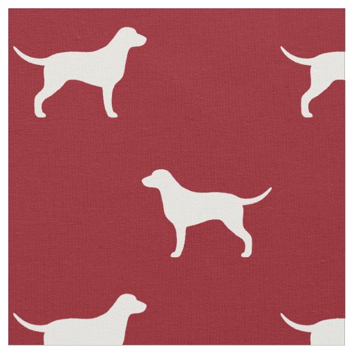 Curly Coated Retriever Silhouettes Red and White Fabric