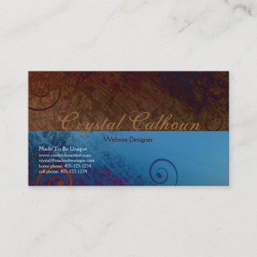 Curly Floral Grunge - Artistic Business Card