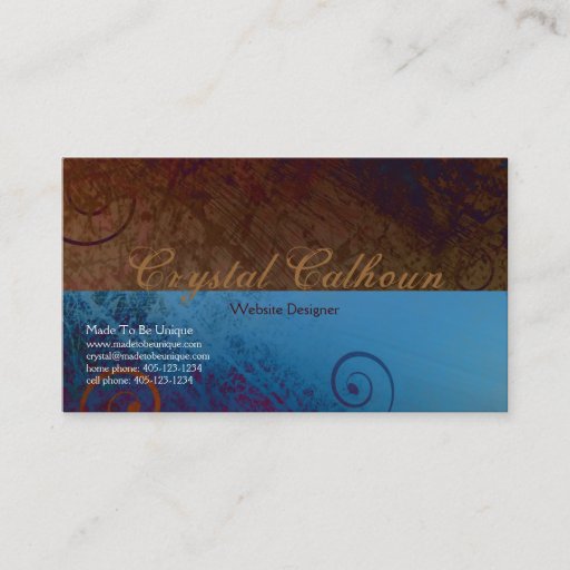 Customizable Curly Floral Grunge - Artistic Business Card