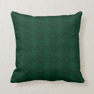 Curly Flower Pattern - Dark Green on Green Throw Pillow