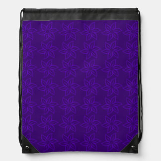 Curly Flower Pattern - Violet on Dark Violet Drawstring Bag