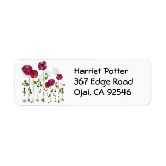 Curly Flowers Cute Girly Retro Floral Label