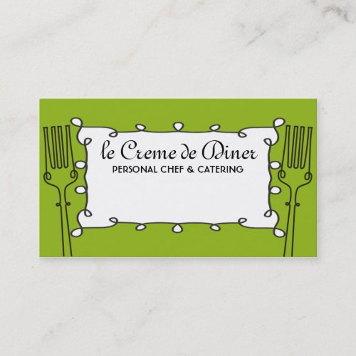curly forks decorative chef catering business c... business card templates