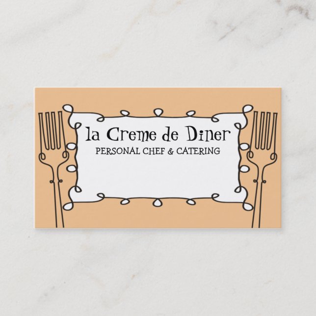 curly forks decorative chef catering business c... business card (Front)