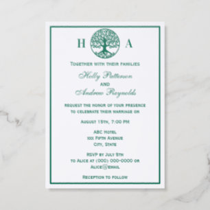 Curly Framed Tree of Life with Roots Wedding Letterpress Photo Cards