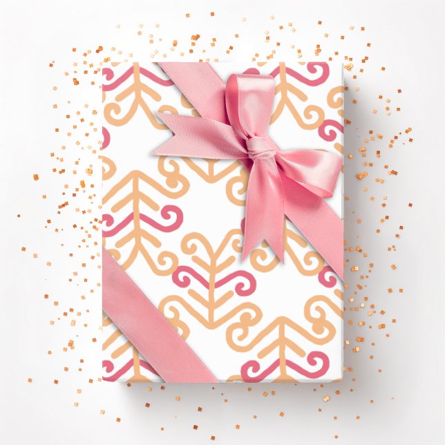 Curly Frond in Pink and Orange Wrapping Paper (Creator Uploaded)