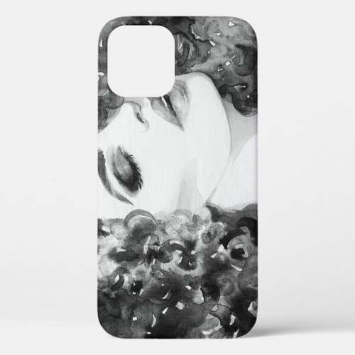 Curly Grace Fashion Watercolor Beauty iPhone 12 Case