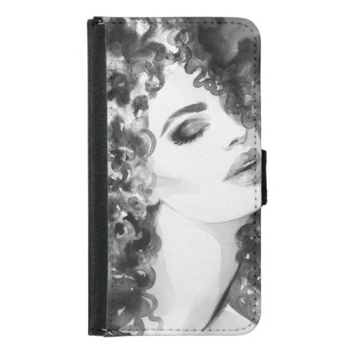 Curly Grace Fashion Watercolor Beauty Samsung Galaxy S5 Wallet Case