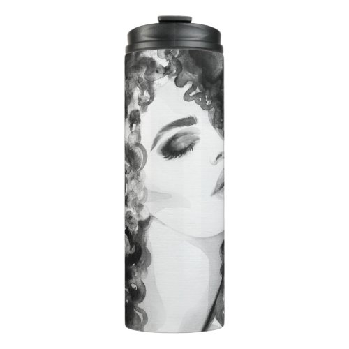 Curly Grace Fashion Watercolor Beauty Thermal Tumbler