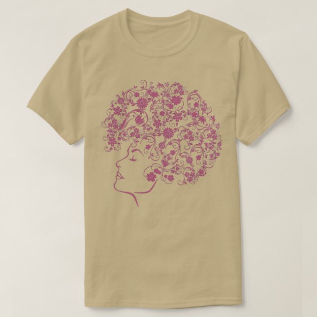 Curly Hair Flowery Because Nature Is Perfect Afro  T-Shirt (Design Front)