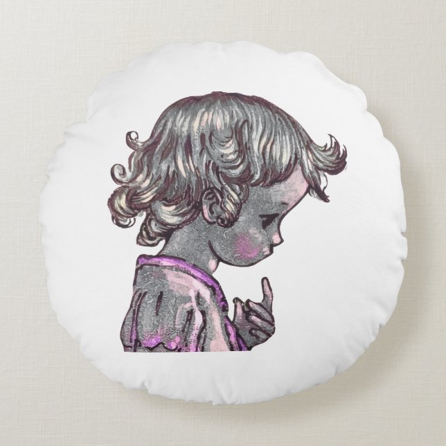 Curly Hair Girl pillow  (Front)