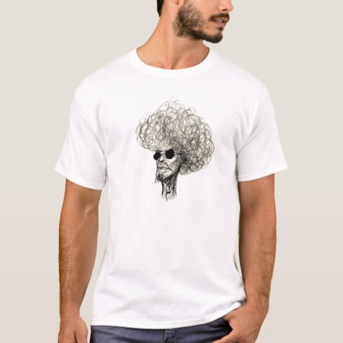 Curly Hair Man with Black Sunglasses T_Shirt